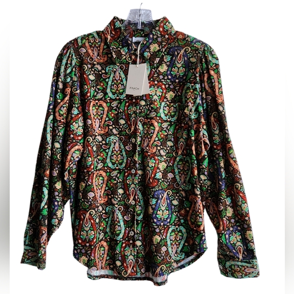 FRNCH Paris Kylie Woven Shirt in Foxy Paisley Print XS NEW - Picture 10 of 12